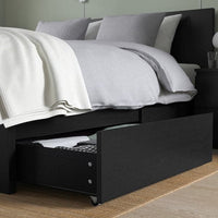 MALM Tall bed structure/2 containers - brown-black/Leirsund 140x200 cm - best price from Maltashopper.com 99176321