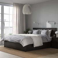 MALM High bed frame/2 containers, brown-black/Lindbåden, 180x200 cm - best price from Maltashopper.com 39494958