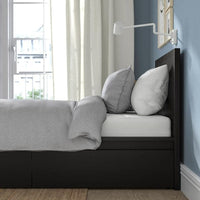 MALM Tall bed structure/2 containers - brown-black/Lönset 90x200 cm , 90x200 cm - best price from Maltashopper.com 79032734