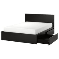 MALM Tall bed structure/2 containers - brown-black/Luröy 160x200 cm - best price from Maltashopper.com 19176278