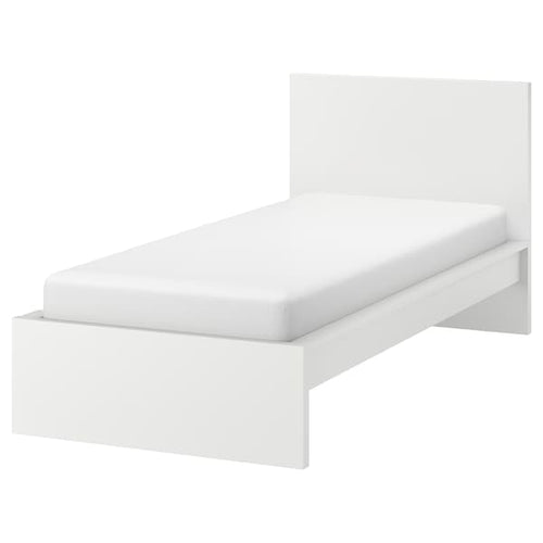 MALM High bed frame, white/Lindbåden, 90x200 cm