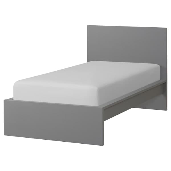 MALM Tall bed structure - gray treated with biting 90x200 cm