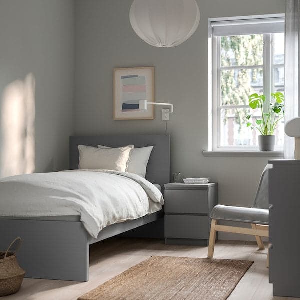 MALM Tall bed structure - gray treated with biting 90x200 cm