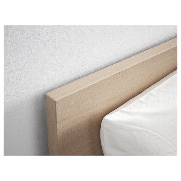 Ikea MALM High bed frame, mord white oak veneer/Lindbåden, 180x200 cm