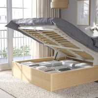 MALM Bed structure with container - veneered white mord oak 180x200 cm - best price from Maltashopper.com 70412682