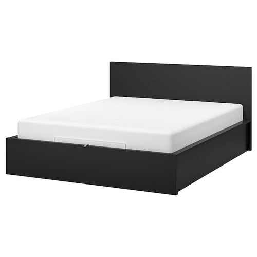 MALM Bed structure with container - brown-black 140x200 cm , 140x200 cm