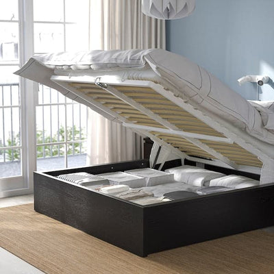 MALM Bed structure with container - brown-black 180x200 cm , 180x200 cm - best price from Maltashopper.com 80404808
