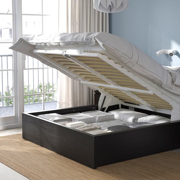 Ikea MALM Bed structure with container - brown-black 160x200 cm , 160x200 cm