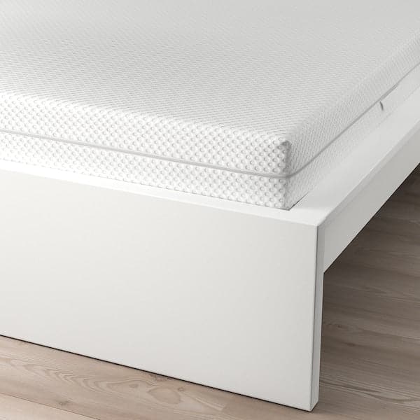 Ikea MALM - Bed frame with mattress, white/Åbygda semi-rigid, , 140x200 cm