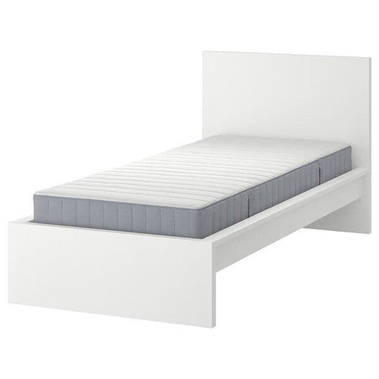 Ikea MALM - Bed frame with mattress, white/Valevåg extra-rigid, , 90x200 cm