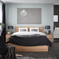 MALM - Bed frame with mattress, veneered with white mord oak/Åbygda semi-rigid, , 140x200 cm - best price from Maltashopper.com 29544077