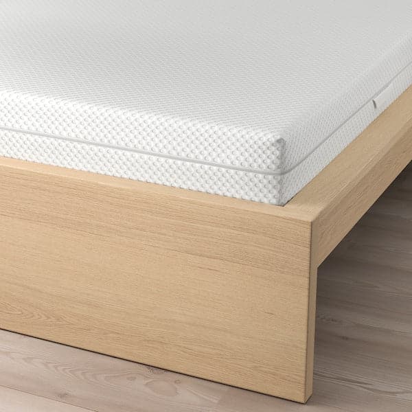 MALM - Bed frame with mattress, veneered with white mord oak/Åbygda semi-rigid, , 180x200 cm - best price from Maltashopper.com 89544135