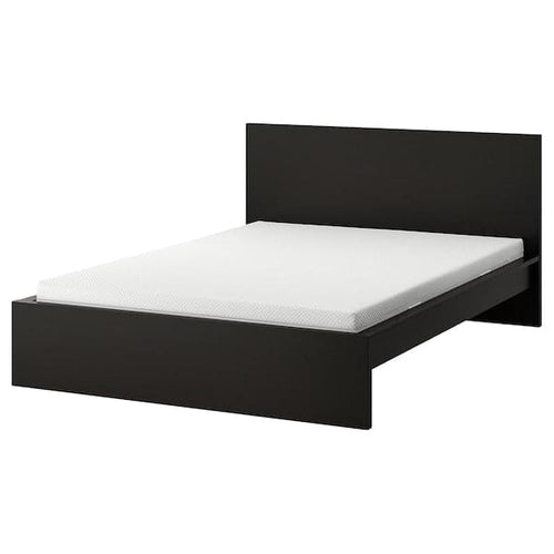 MALM - Bed frame with mattress, brown-black/Åbygda semi-rigid, , 180x200 cm