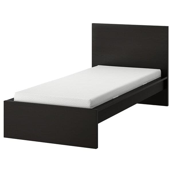 MALM - Bed frame with mattress, brown-black/Åbygda semi-rigid, , 90x200 cm - best price from Maltashopper.com 79544367