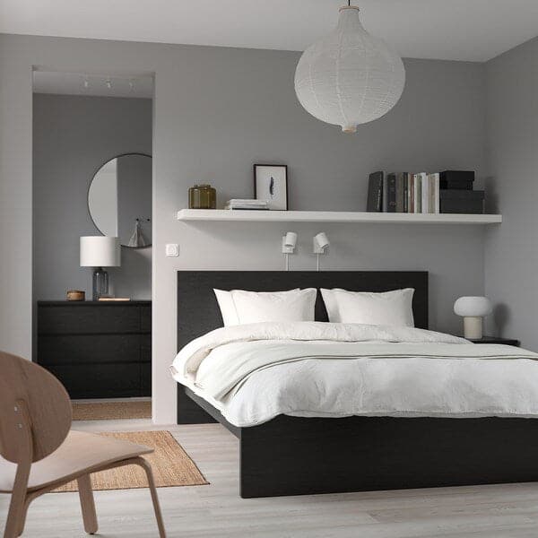 MALM - Bed frame with mattress, brown-black/Valevåg extra-rigid, , 140x200 cm - best price from Maltashopper.com 89544437