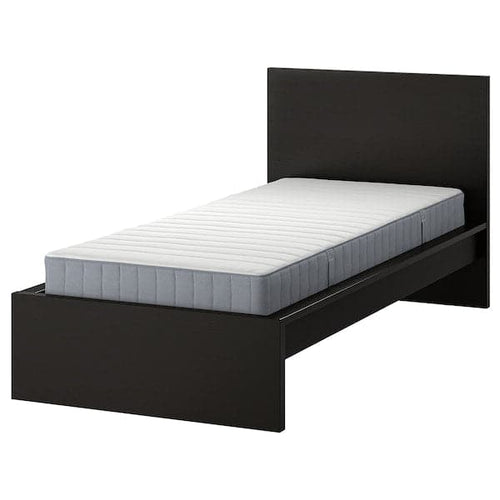 MALM - Bed frame with mattress, brown-black/Valevåg extra-rigid, , 90x200 cm