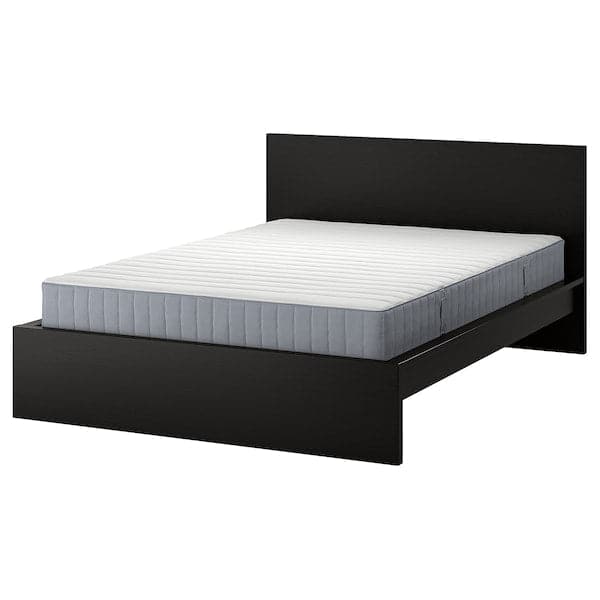 MALM - Bed frame with mattress, brown-black/Valevåg extra-rigid, , 180x200 cm - best price from Maltashopper.com 39544487