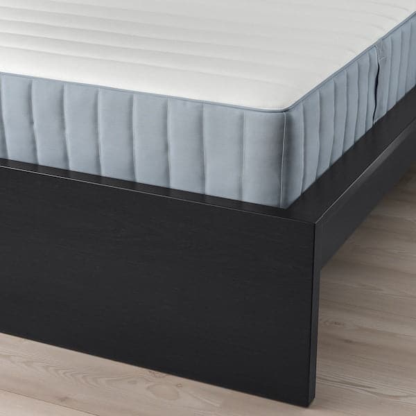 Ikea MALM - Bed frame with mattress, brown-black/Valevåg rigid, , 140x200 cm