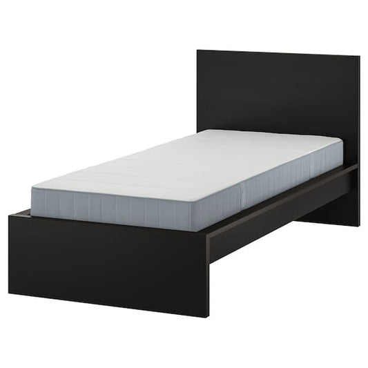 Ikea MALM - Bed frame with mattress, brown-black/Vesteröy rigid, , 90x200 cm