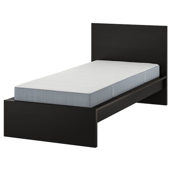 Ikea MALM - Bed frame with mattress, brown-black/Vesteröy rigid, , 90x200 cm