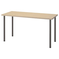 MÅLSKYTT / ADILS - Desk, birch/dark grey, 140x60 cm - best price from Maltashopper.com 09417754