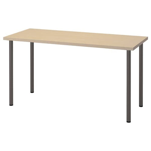 MÅLSKYTT / ADILS - Desk, birch/dark grey, 140x60 cm