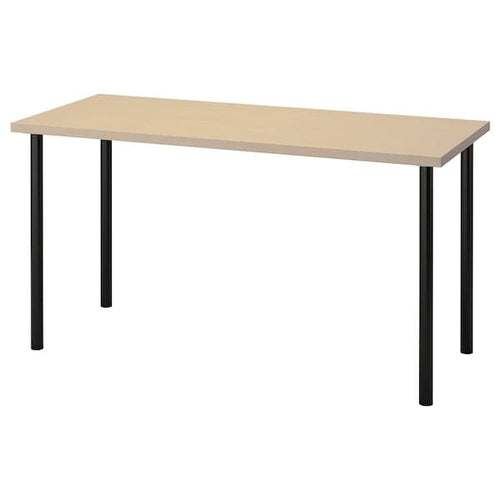 MÅLSKYTT / ADILS - Desk, birch/black, 140x60 cm