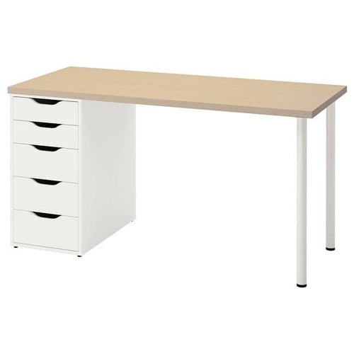 MÅLSKYTT / ALEX - Desk, birch/white, 140x60 cm