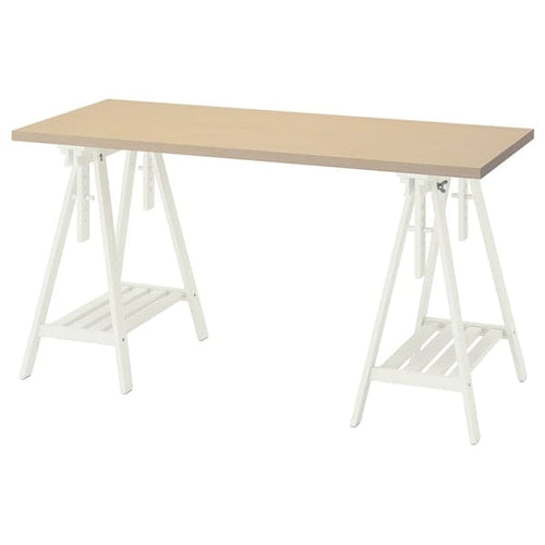 MÅLSKYTT / MITTBACK - Desk, birch/white, 140x60 cm