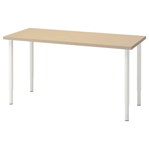 MÅLSKYTT / OLOV - Desk, birch/white, 140x60 cm