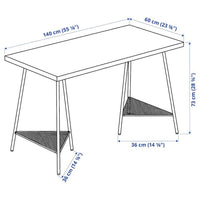 MÅLSKYTT / TILLSLAG - Desk, birch/black, 140x60 cm - best price from Maltashopper.com 19417796