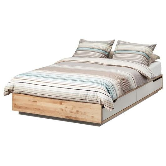 Ikea MANDAL - Bed frame with storage, birch/white, 120x200 cm