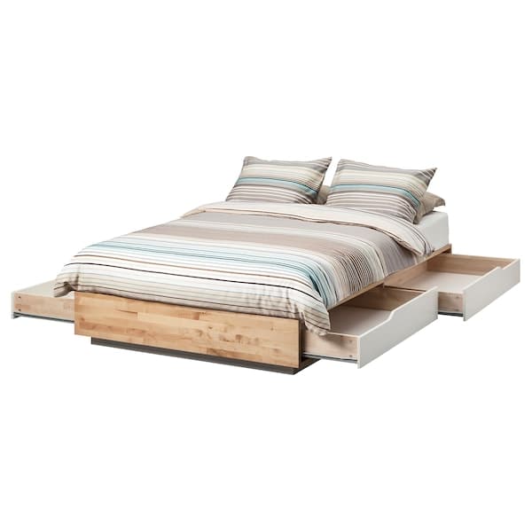 Ikea MANDAL - Bed frame with storage, birch/white, 120x200 cm