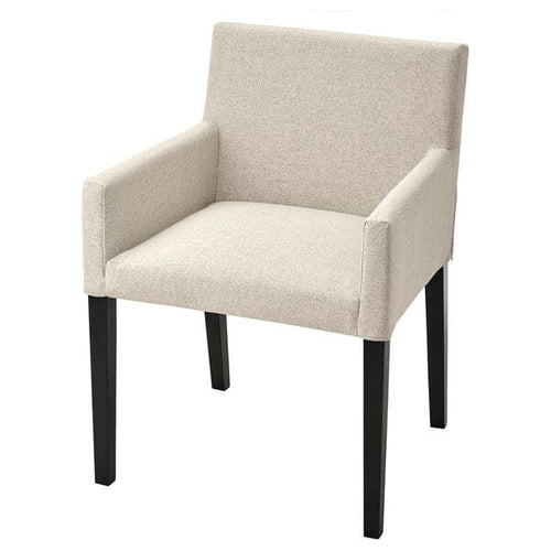 MÅRENÄS - Chair with armrests, black/Gunnared beige ,