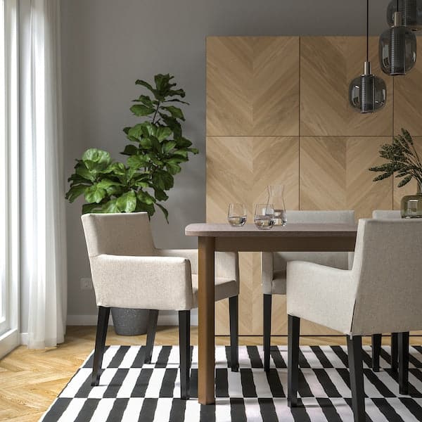 MÅRENÄS - Chair with armrests, black/Gunnared beige , - best price from Maltashopper.com 79514389