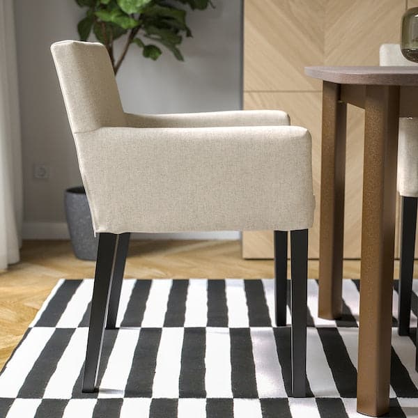 MÅRENÄS - Chair with armrests, black/Gunnared beige , - best price from Maltashopper.com 79514389