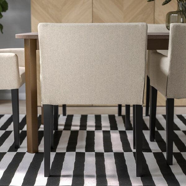 MÅRENÄS - Chair with armrests, black/Gunnared beige , - best price from Maltashopper.com 79514389