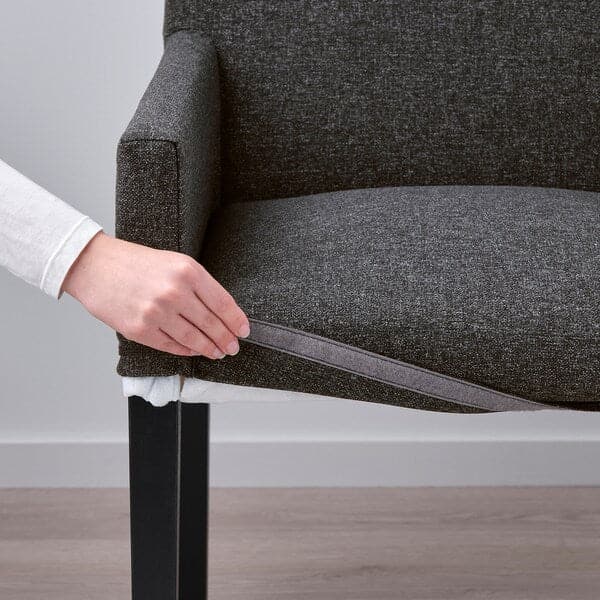 MÅRENÄS - Chair with Armrests, Black/Gunnared Grey , - best price from Maltashopper.com 99514388