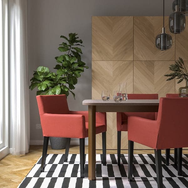 Ikea MÅRENÄS - Chair with armrests, black/Gunnared red ,
