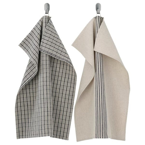 MARIATHERES - Tea towel, square stripe/grey beige, 50x70 cm