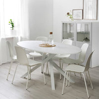 MARIEDAMM - Table, white/white stone effect, 180x100 cm - best price from Maltashopper.com 40556318