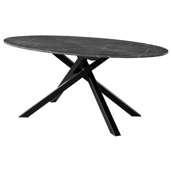 MARIEDAMM - Table, black marble effect, 180x100 cm - best price from Maltashopper.com 20576124
