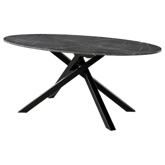 MARIEDAMM - Table, black marble effect, 180x100 cm - best price from Maltashopper.com 20576124