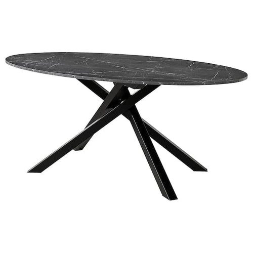 MARIEDAMM - Table, black marble effect, 180x100 cm
