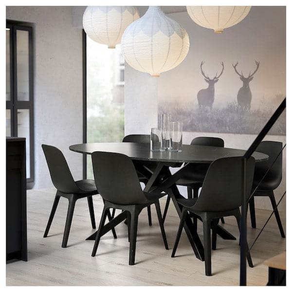 MARIEDAMM - Table, black marble effect, 180x100 cm - best price from Maltashopper.com 20576124