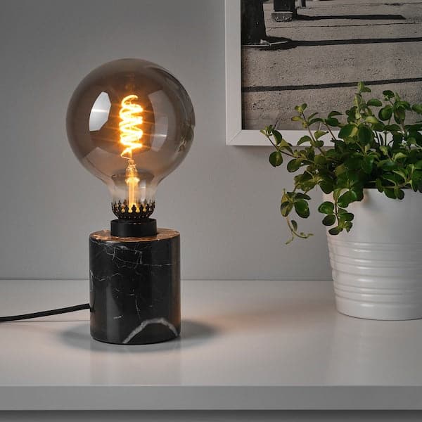 Ikea MARKFROST Table lamp - black marble ,