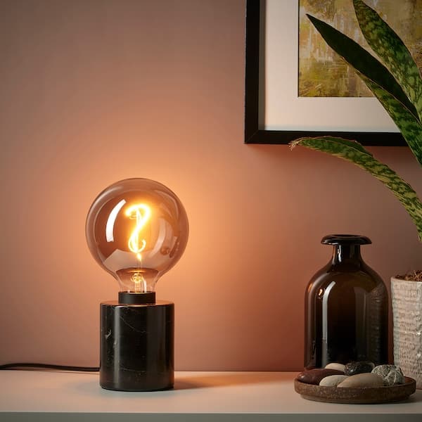 Ikea MARKFROST Table lamp - black marble ,