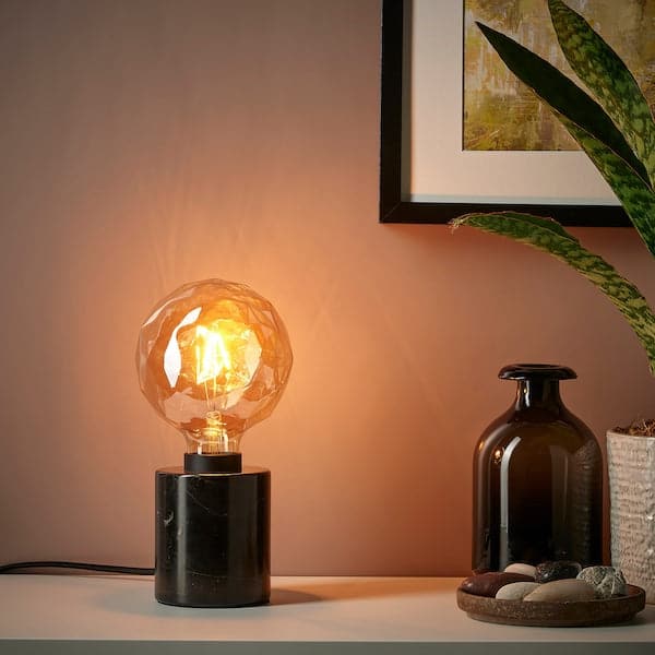 Ikea MARKFROST Table lamp - black marble ,