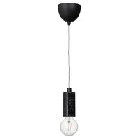 MARKFROST / LUNNOM - Pendant lamp with bulb, black marble/transparent globe , - best price from Maltashopper.com 79494447