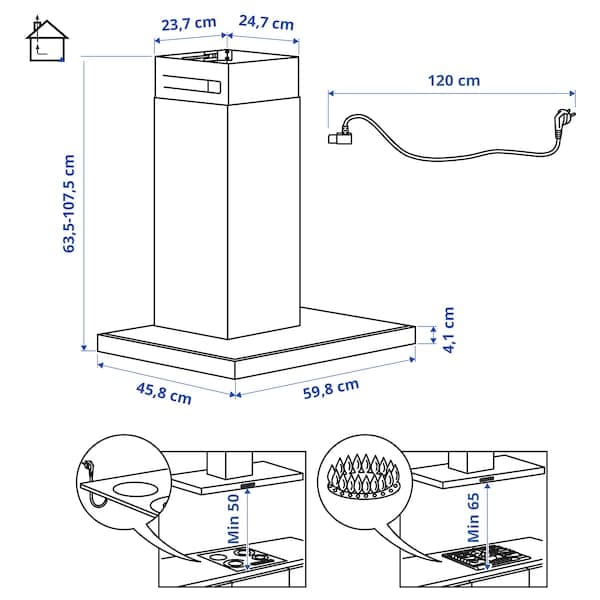 MATÄLSKARE Hood to be fixed to the wall - stainless steel color , 60 cm - Premium  from Ikea - Just €258.99! Shop now at Maltashopper.com